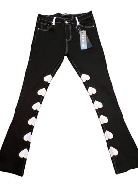 NWT Pheelings Black Heart-Accent Flared Jeans size 34